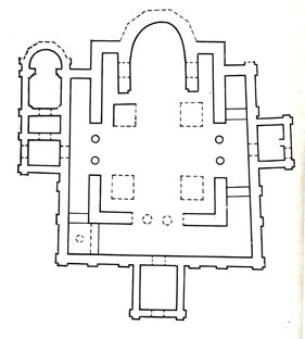 Переяславль-Хмельницеий. Михайловская церковь, 1089 г. План по М. В. Малевской и П. А. Раппопорту 