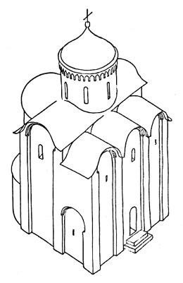 Собор Снетогорского монастыря в XIV веке. Реконструкция