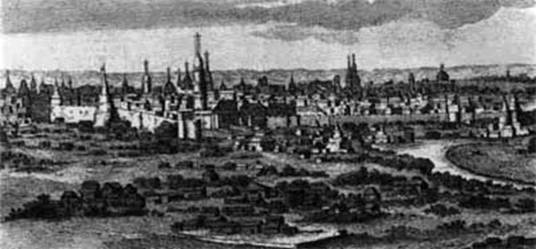 Московский Кремль. Фрагмент гравюры К. де Брюйна. 1702 год.
