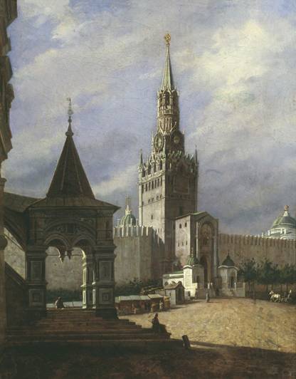 Спасская башня на картине С. Шухвостова. 1855 год.