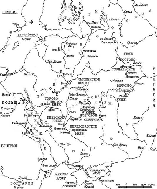 Карта княжеств Древней Руси в XII веке.